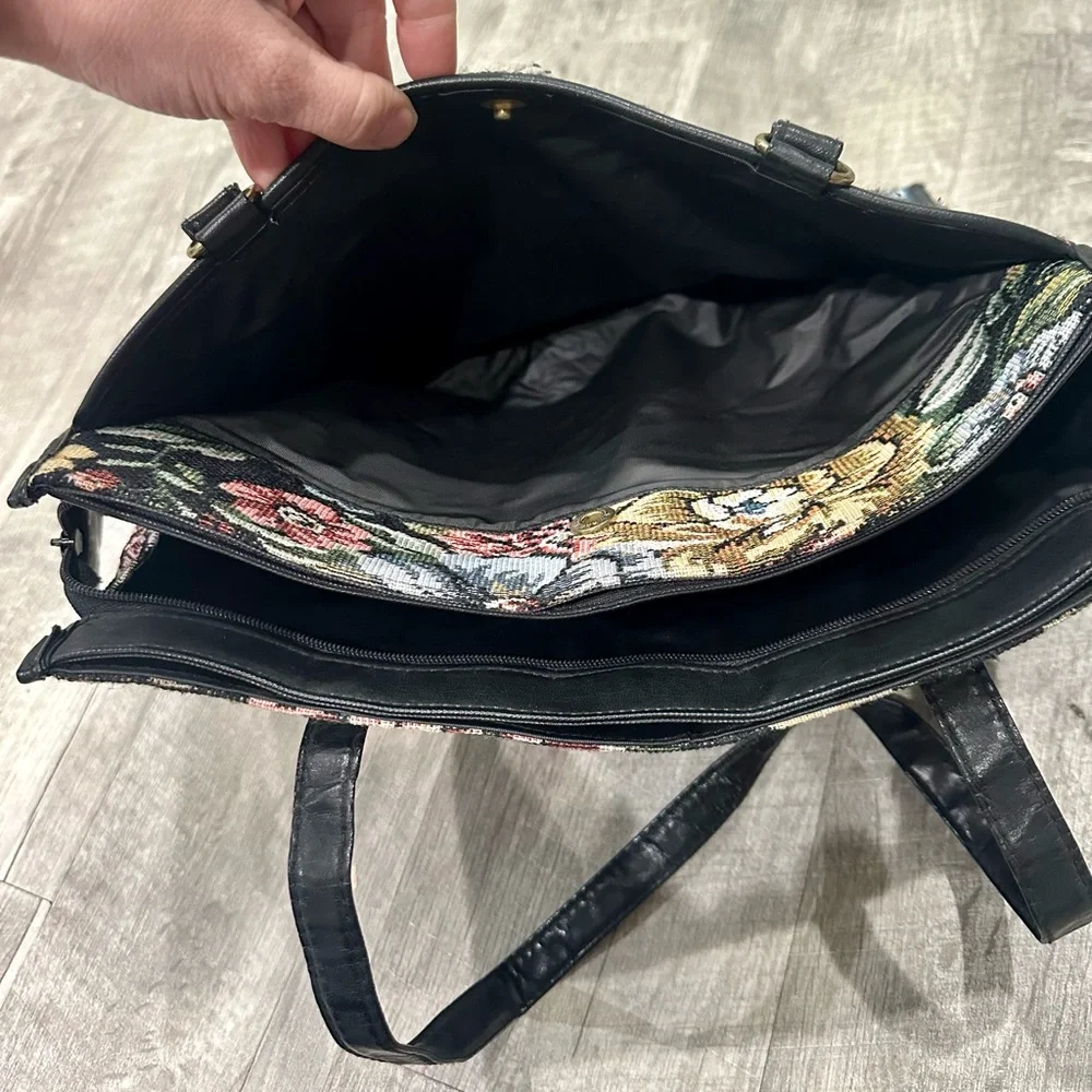 Vintage‎ MITZI Floral Tapestry Carpet Tote Boho Bag
